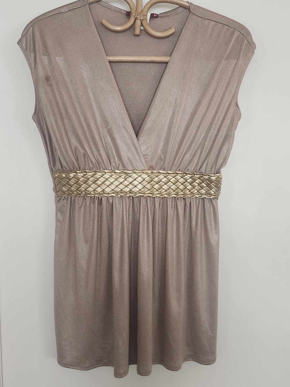 Y2k Going Out Top Gold Empire Waist Shirt